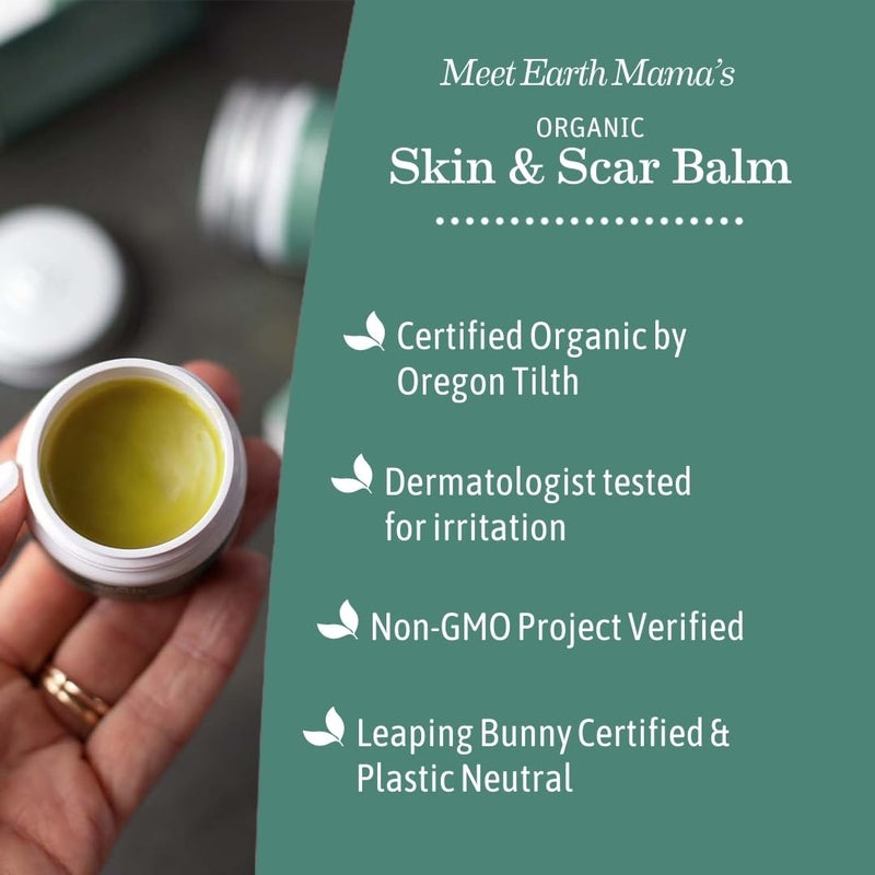 Earth Mama Organic Skin & Scar Balm |C-Section Recovery Skin Care, Pregnancy Stretch Mark Scar Cream with Organic Jojoba Oil, Tamanu Oil & Gotu Kola (2-Pack) - Image 5