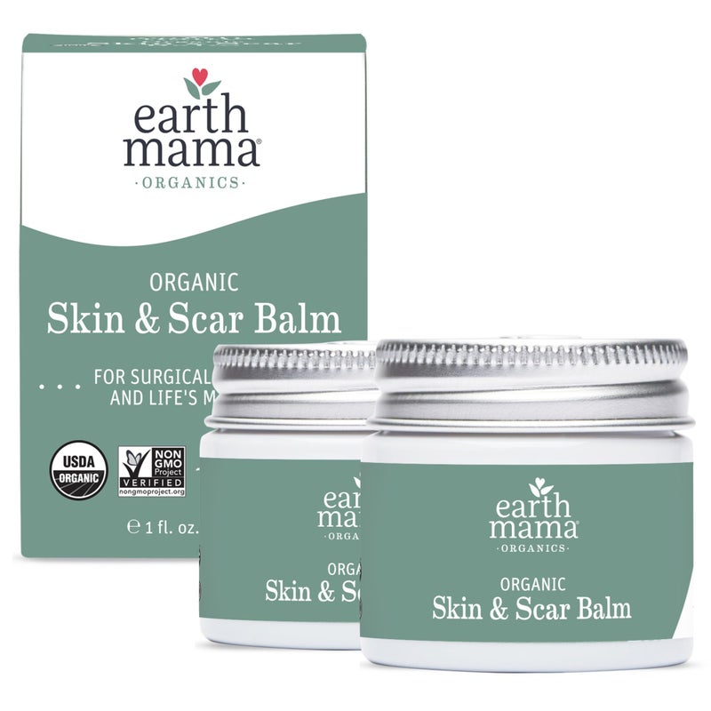 Earth Mama Organic Skin & Scar Balm |C-Section Recovery Skin Care, Pregnancy Stretch Mark Scar Cream with Organic Jojoba Oil, Tamanu Oil & Gotu Kola (2-Pack) - Image 1