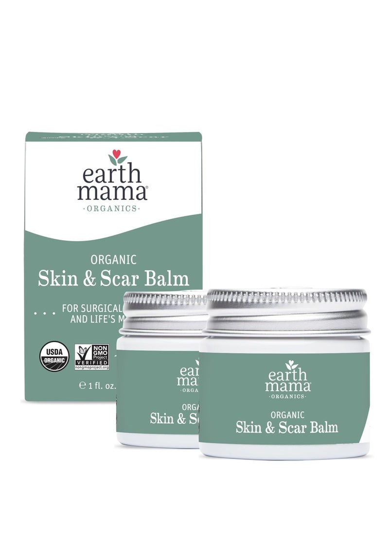Earth Mama Earth Mama Organic Skin & Scar Balm |C-Section Recovery Skin Care, Pregnancy Stretch Mark Scar Cream with Organic Jojoba Oil, Tamanu Oil & Gotu Kola (2-Pack)  - Image 1