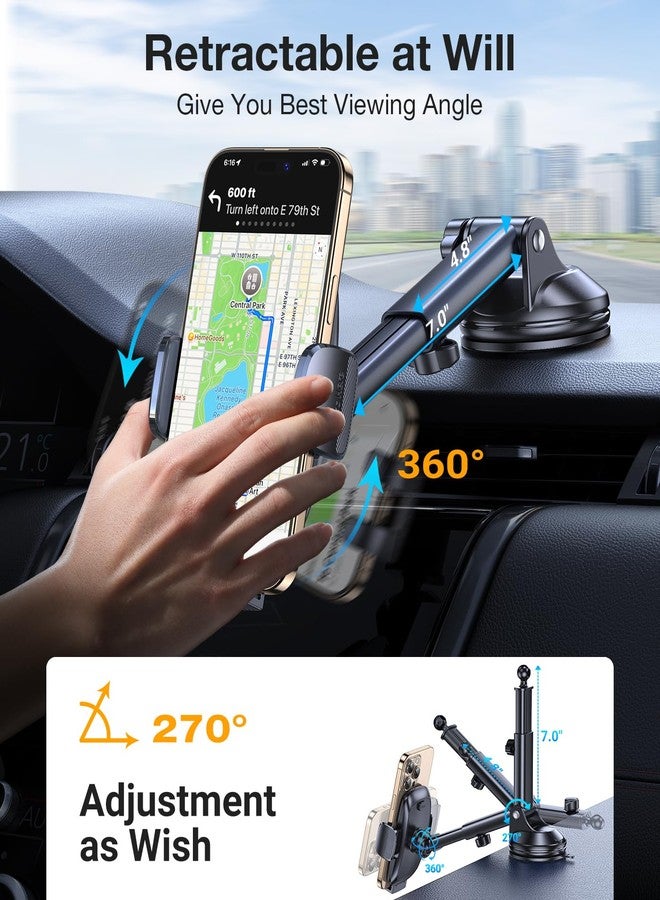 Coolpow 3-in-1 Car Phone Holder Mount【Strongest Suction & Military-Grade】 Cell Phone Holders for Your Car Dashboard Phone Holder Automobile Cradle Truck Mount Stand for iPhone Android All Smartphones - Image 5