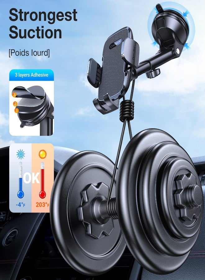 Coolpow 3-in-1 Car Phone Holder Mount【Strongest Suction & Military-Grade】 Cell Phone Holders for Your Car Dashboard Phone Holder Automobile Cradle Truck Mount Stand for iPhone Android All Smartphones - Image 4