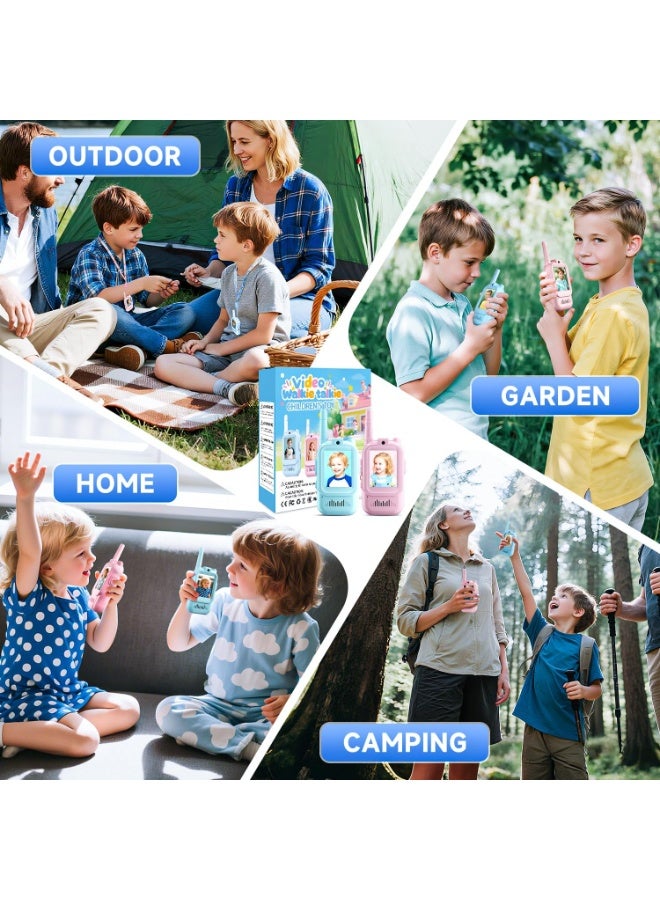ACLIX Face-to-Face Video Walky Talkiy for Kids – 2 Pack Rechargeable Video Intercom Toys Set with LCD Screen & Front Camera, Real-Time Video Chat, No SIM Needed & No WiFi Required, Long-Range 20–40MHz Kids Walkiy Talkiyes for Indoor & Outdoor Adventures, Learning Communication Toys for Boys & Girls Ages 3–12, Blue & Pink, USB-Rechargeable, Durable ABS Build, Camping Gear, Birthday & Christmas Gift Set - Image 2
