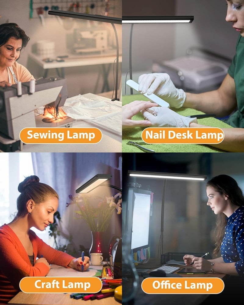 UREVO LED Desk Lamp with Clamp - Eye-Caring Task Light with 5 Colour Temperatures and 5 Brightness Levels, Black - Image 2
