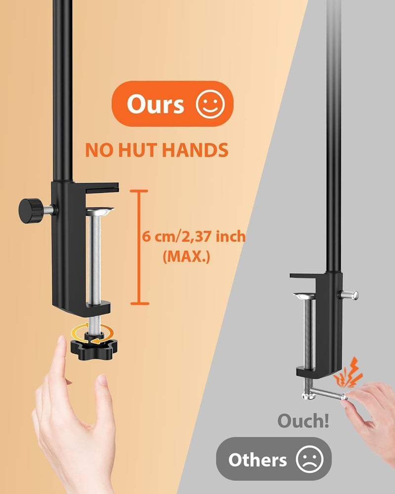 UREVO LED Desk Lamp with Clamp - Eye-Caring Task Light with 5 Colour Temperatures and 5 Brightness Levels, Black - Image 4