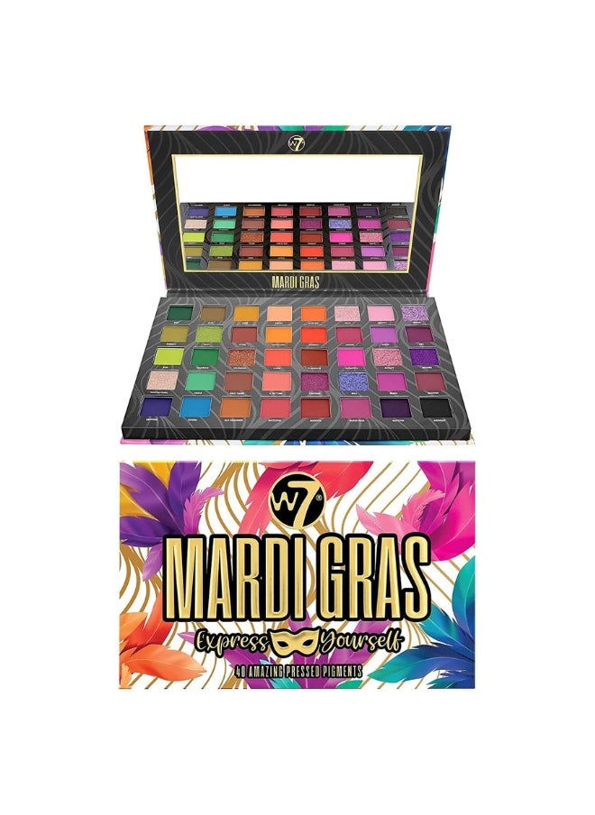 W7 Cosmetics Mardi Gras Pressed Pigment Palette - 40 High Impact Party Colours - Flawless Long-Lasting Bold Makeup  - Image 2