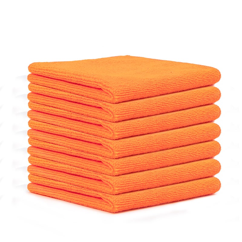 Generic Amazon Microfiber Household Cleaning Towel suit Kitchen Thickened Dish Cloth Household Cleaning Table Car Washing Dish Cloth Orange 