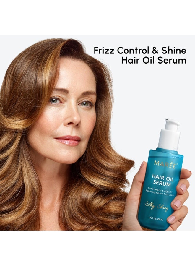 MAREE Hair Oil for Frizzy Hair with Argan Oil, Keratin & Biotin â€“ Hair Serum for Dry and Curly Hair Gloss â€“ Frizz Control Hair Care Products for Women â€“ Aceite Para el Cabello â€“ Keratin Hair Treatment - Image 4