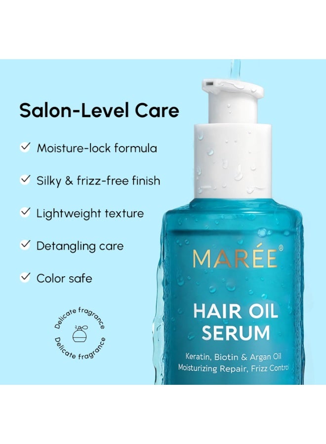 MAREE Hair Oil for Frizzy Hair with Argan Oil, Keratin & Biotin â€“ Hair Serum for Dry and Curly Hair Gloss â€“ Frizz Control Hair Care Products for Women â€“ Aceite Para el Cabello â€“ Keratin Hair Treatment - Image 3