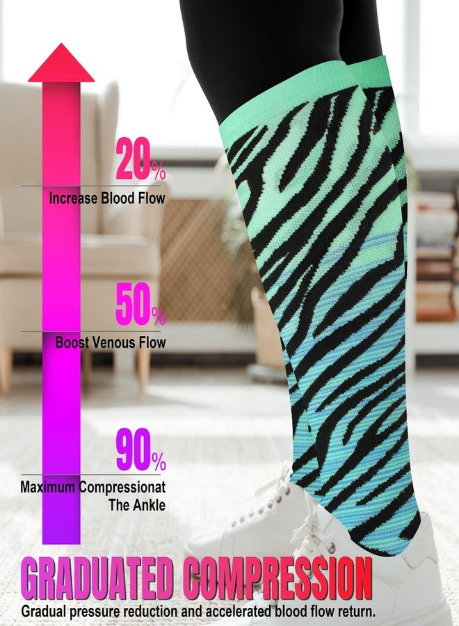 cerpite 4 Pairs Plus Size Compression Socks Wide Calf for Women & Men 20-30 mmhg-Extra Wide Calf Knee High Support Socks for Nurse - Image 4