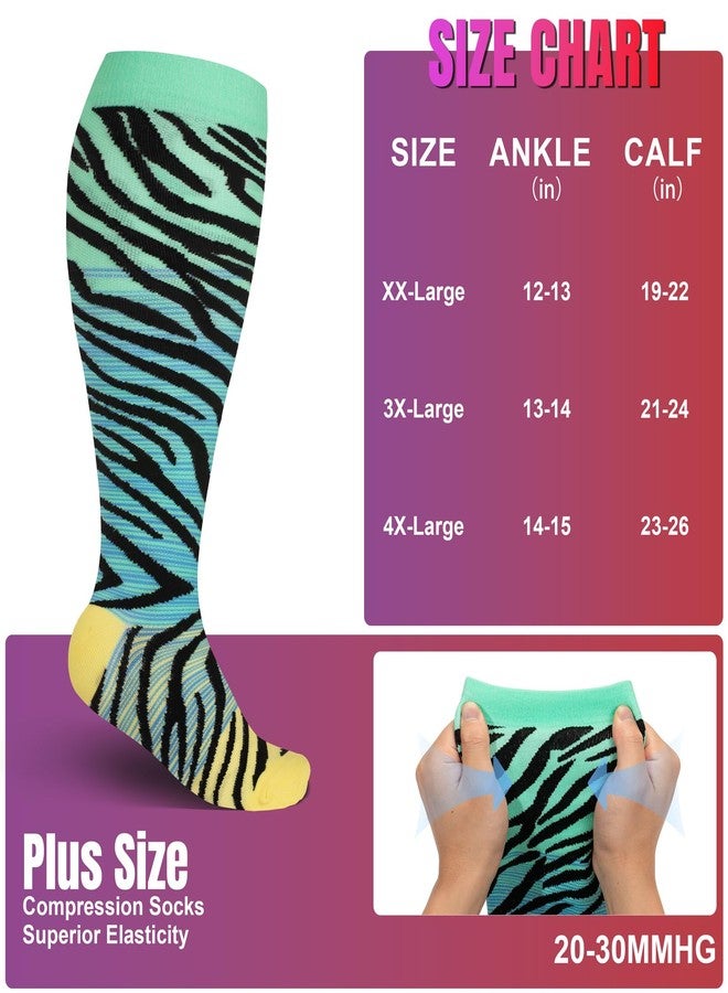 cerpite 4 Pairs Plus Size Compression Socks Wide Calf for Women & Men 20-30 mmhg-Extra Wide Calf Knee High Support Socks for Nurse - Image 3