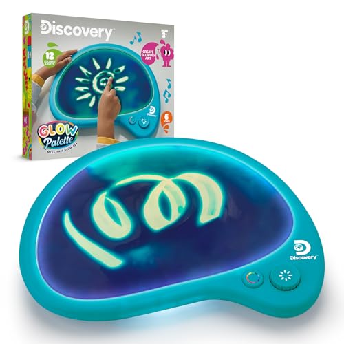 Discovery MessFree Glow Palette Interactive LightUp Art Pad with 12 Colors Musical Play Painting Drawing Tablet Travel Art Activity Kit Arts Crafts Toy for Kids Boys Girls Ages 4 - Image 1