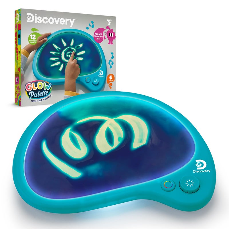 Discovery MessFree Glow Palette Interactive LightUp Art Pad with 12 Colors Musical Play Painting Drawing Tablet Travel Art Activity Kit Arts Crafts Toy for Kids Boys Girls Ages 4 - Image 2