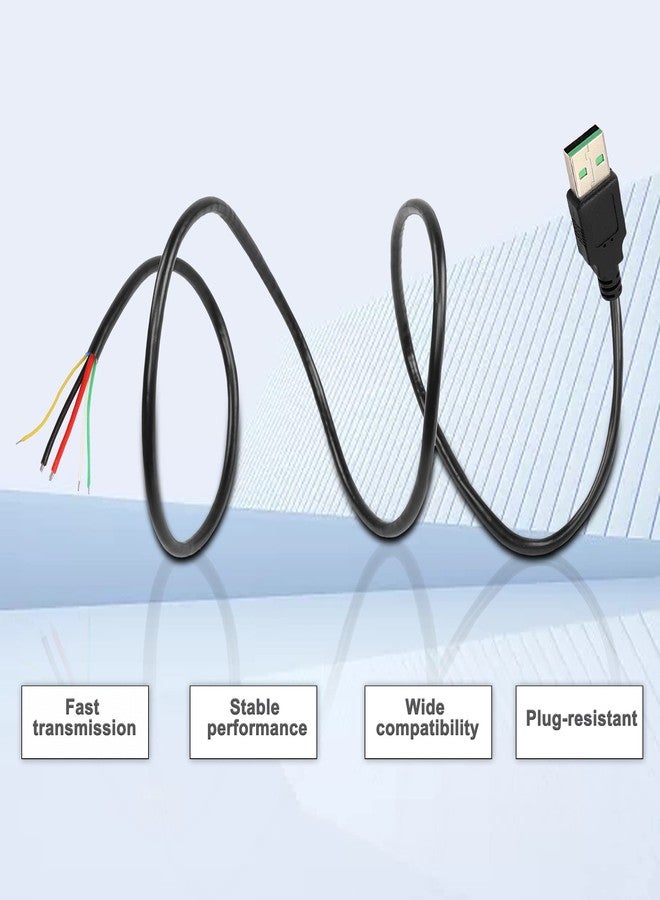 XMSJSIY كابل XMSJSIY USB 2.0 ذكر 5 دبابيس إلى أسلاك عارية برباط مفتوح 5 نوى USB A 5V 5A شحن طاقة 480 Mbps نقل بيانات شحن سريع سلك بديل موصل DIY 20AWG -1M/3.2FT 2pcs - Image 5