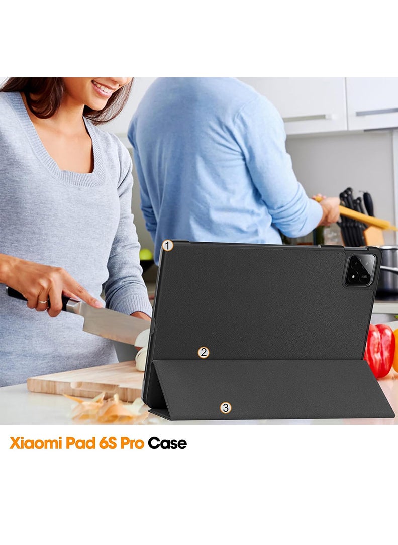 Theodor Protective Flip Case For Xiaomi Pad 6S Pro 12.4 With Trifold Stand Auto Wake Sleep Shockproof Cover Worry less Yoga more copy  - Image 2