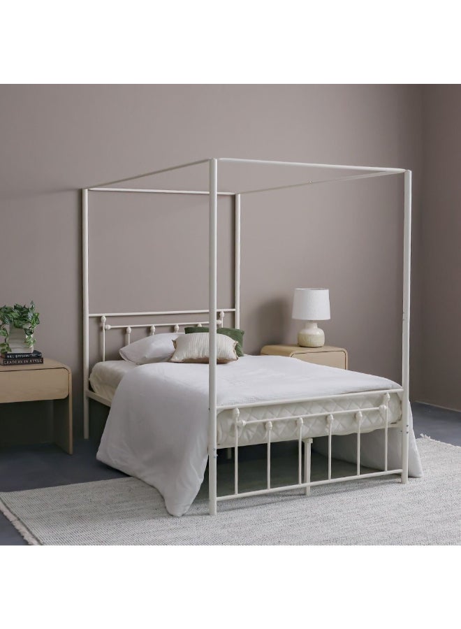 DANUBE HOME بيلا أرو 120x200 ملصق معدني للسرير | تصميم حديث للأطفال معدني مفرد - أبيض - Image 1