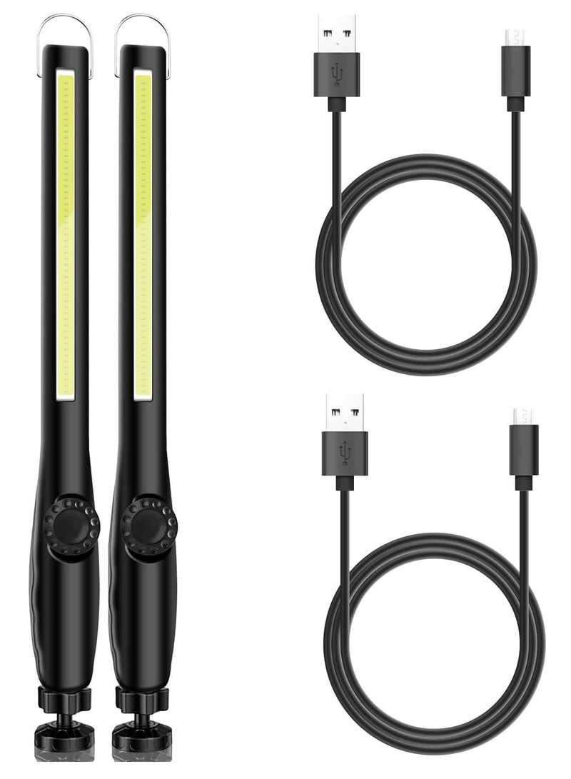 SYOSI LED Work Light 2PCS- 2200mAh Rechargeable, 600LM Dimmable COB Work Light - Portable Worklight with Magnetic Base and Hook - Ideal for Car Repair, Garage, Emergency, and Outdoor Camping  - Image 1