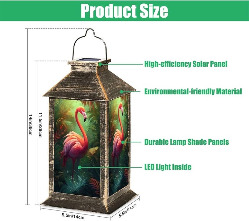 فانوس شمسي وردي فلامنغو استوائي معلق مقاوم للماء للإضاءة الخارجية 13.5 بوصة H - Image 3