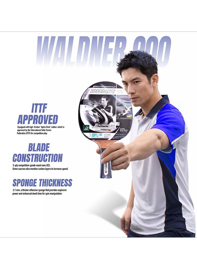 دونيك مضرب تنس الطاولة الخشبي متعدد الاستخدامات دونيك والدنر 900 - مضرب تنس طاولة احترافي بمطاط معتمد من الاتحاد الدولي لتنس الطاولة، شفرة متعددة الاستخدامات من 5 طبقات، تحكم عالٍ، دوران وسرعة للاعبين المتقدمين - Image 2