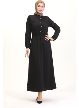 Judge Collar Half Buttoned Dress 0522-02 Black