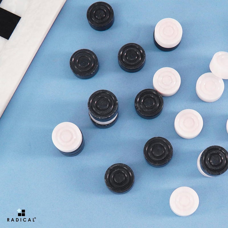 Radicaln Handmade Marble Checker Figures 1.25” Black & White - Classic Game Pieces for Checkers and Chess - Image 2