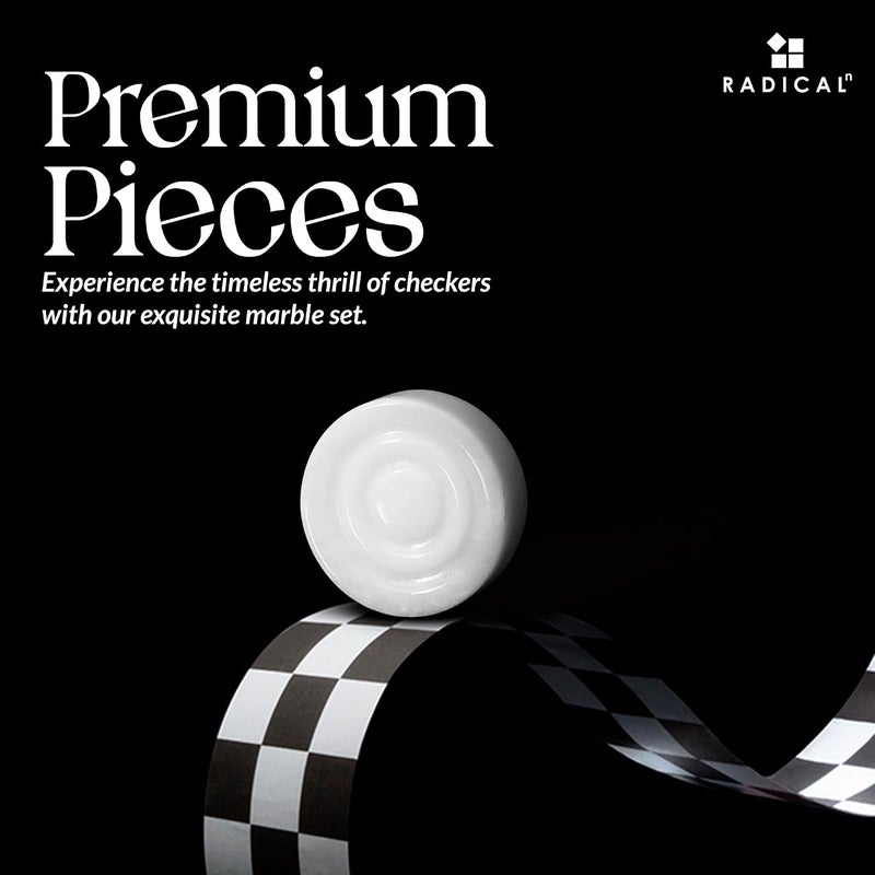 Radicaln Handmade Marble Checker Figures 1.25” Black & White - Classic Game Pieces for Checkers and Chess - Image 4