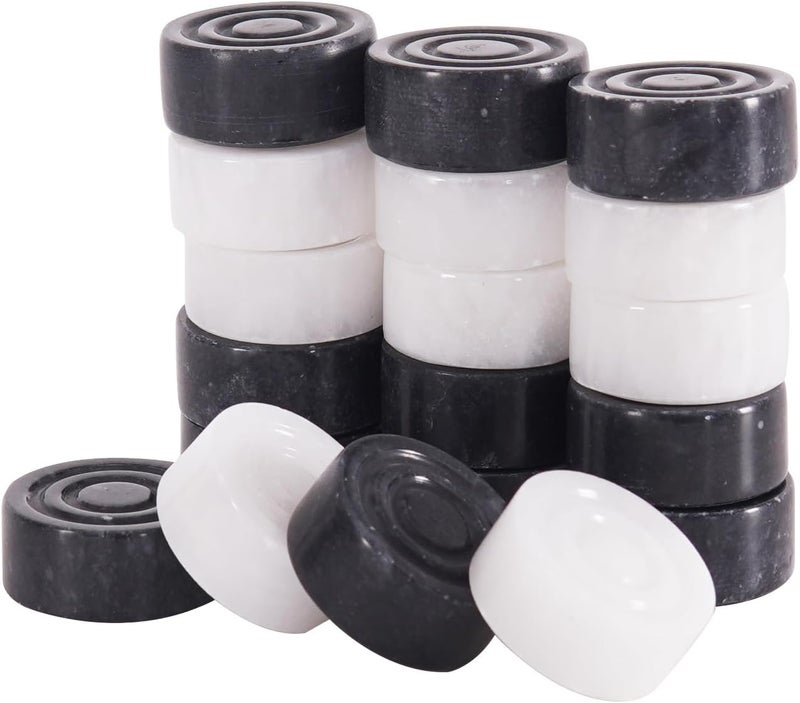 Radicaln Handmade Marble Checker Figures 1.25” Black & White - Classic Game Pieces for Checkers and Chess - Image 1