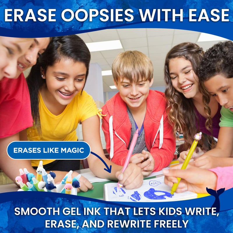 BUNMO Erasable Gel Pens 12 Pack w/Refills Included - Tween Stocking Stuffers Girls - Christmas Gifts for Girls - School Supplies - Erasable Pens for Smooth Writing & Drawing - Ocean Animals - Image 2