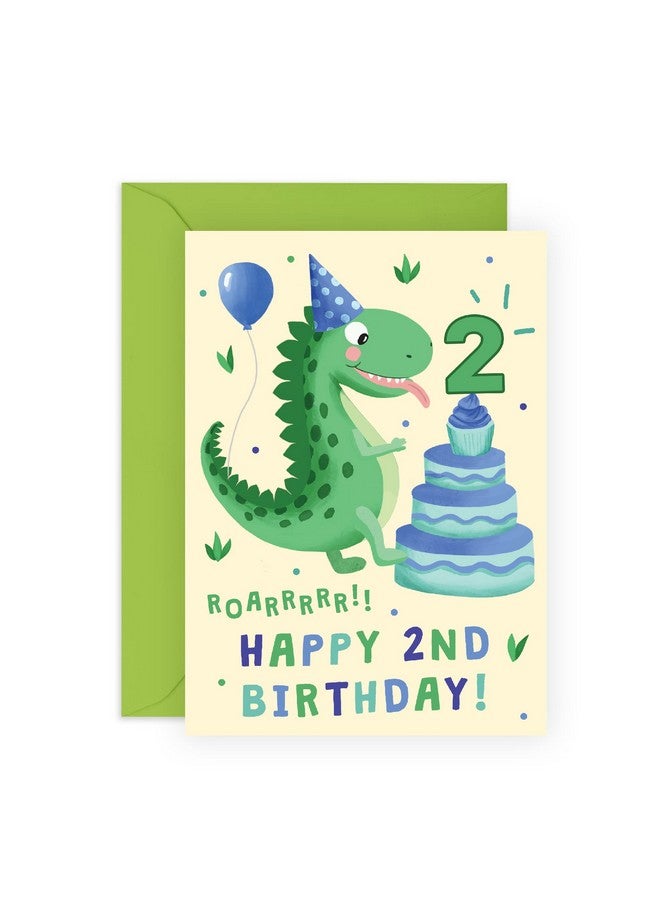 Central 23 Happy 2Nd Birthday Card For Boys Age Two Dinosaur Birthday Card For Son Nephew Second Bday Gifts For Him Comes With Fun Stickers Made In Uk - Image 1