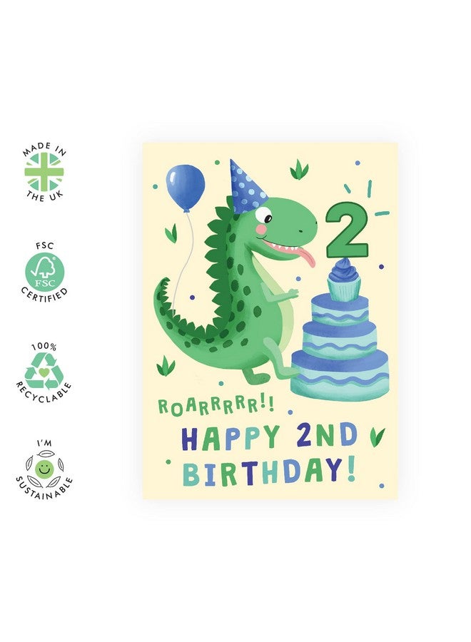 Central 23 Happy 2Nd Birthday Card For Boys Age Two Dinosaur Birthday Card For Son Nephew Second Bday Gifts For Him Comes With Fun Stickers Made In Uk - Image 2