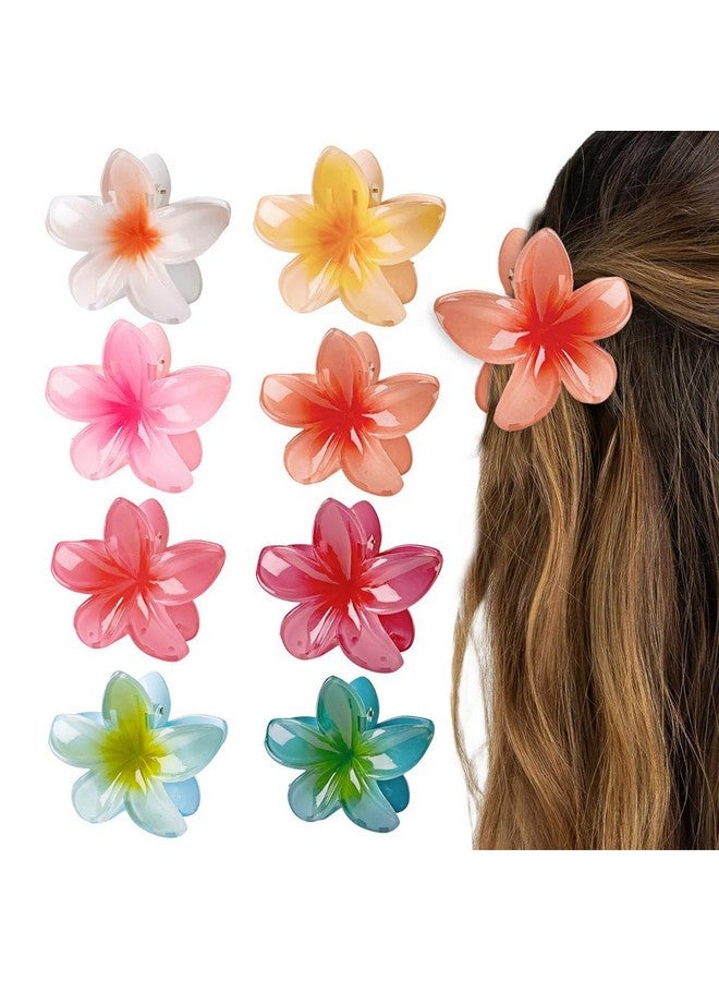 Samyak 6 Pcs Hair Claw Plumeria Flower Hair Clutcher Strong Hold For Thick Thin Hair Clamp Accessories -Flower - Image 1