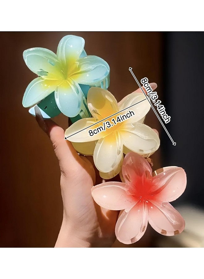 Samyak 6 Pcs Hair Claw Plumeria Flower Hair Clutcher Strong Hold For Thick Thin Hair Clamp Accessories -Flower - Image 2
