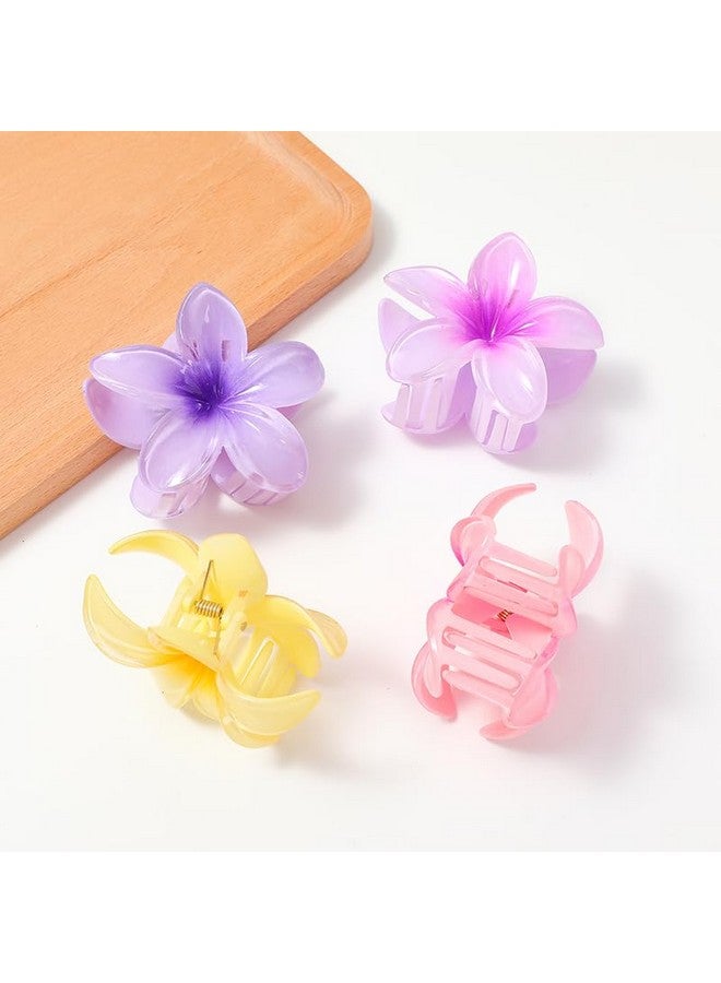 Samyak 6 Pcs Hair Claw Plumeria Flower Hair Clutcher Strong Hold For Thick Thin Hair Clamp Accessories -Flower - Image 3