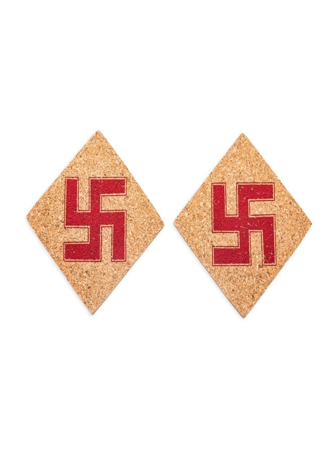 Plus Value Cork Swastik Vastu Remedies for Overhead Beams, Pillars in Center Brahmasthan of Home Office (Size 3 Inches, 2pcs) - Image 1