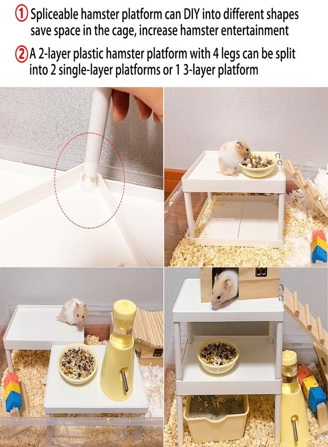هامليدي منصة قفص هامستر بلاستيكية من هاميليدي، منصة للهامستر السوري مع سلم خشبي، لعبة تسلق للجرذان والفئران والسنجاب الطائر والجرذان. - Image 4