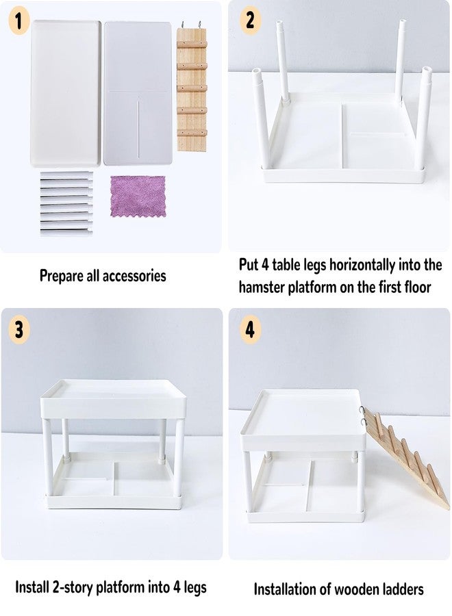 هامليدي منصة قفص هامستر بلاستيكية من هاميليدي، منصة للهامستر السوري مع سلم خشبي، لعبة تسلق للجرذان والفئران والسنجاب الطائر والجرذان. - Image 5
