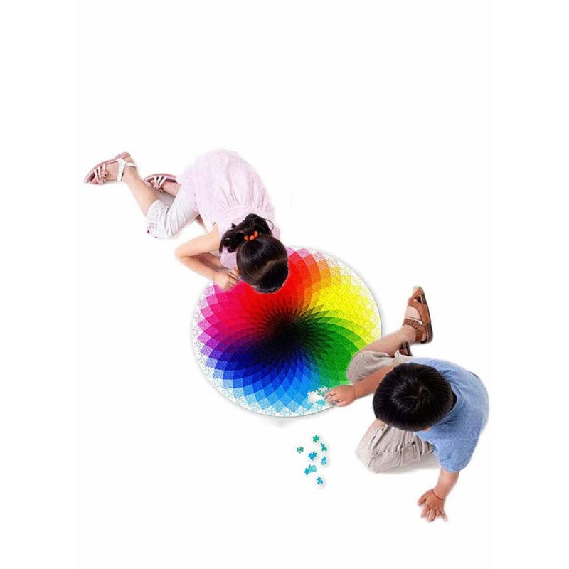 SOLARAE 1000 Piece Puzzles Gradient Color Rainbow with Cool Rainbow Effect Large Round Thicker Paper Palette Intellectual Game for Adults - Image 5
