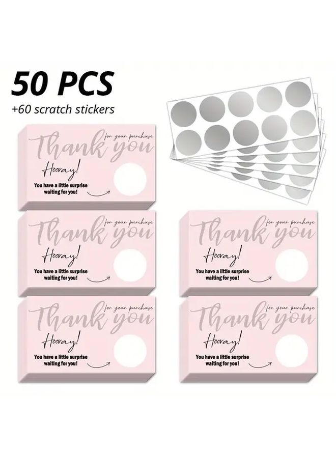 Pink Thank You Scratch Off Cards With Stickers Gift Vouchers For Small Business - Image 1