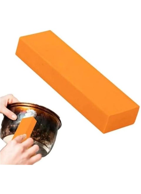 Stainless Steel Scratch Limescale Eraser,Magical Eraser Stainless Steel Stain Limescale Remover, Rubber Rust Cleaning Eraser for Knives & Pans Kitchen, Bathroom, Household (Orange)