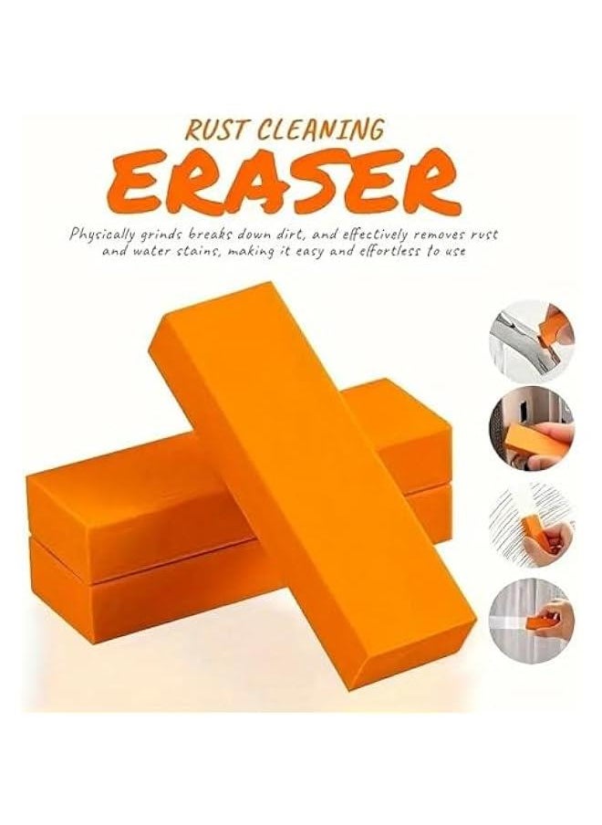 Stainless Steel Scratch Limescale Eraser,Magical Eraser Stainless Steel Stain Limescale Remover, Rubber Rust Cleaning Eraser for Knives & Pans Kitchen, Bathroom, Household (Orange)