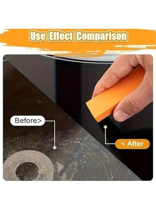Stainless Steel Scratch Limescale Eraser,Magical Eraser Stainless Steel Stain Limescale Remover, Rubber Rust Cleaning Eraser for Knives & Pans Kitchen, Bathroom, Household (Orange)