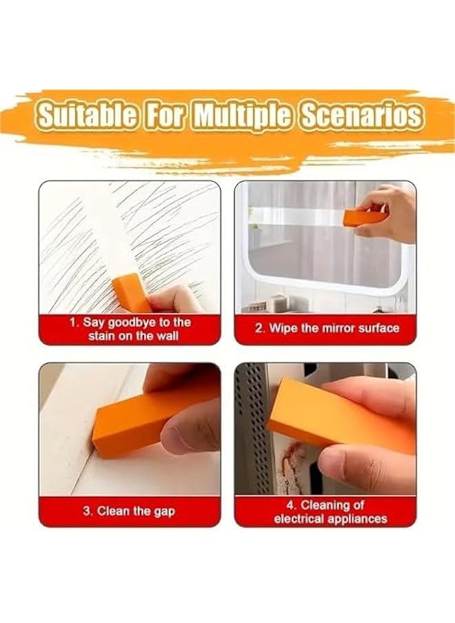Stainless Steel Scratch Limescale Eraser,Magical Eraser Stainless Steel Stain Limescale Remover, Rubber Rust Cleaning Eraser for Knives & Pans Kitchen, Bathroom, Household (Orange)
