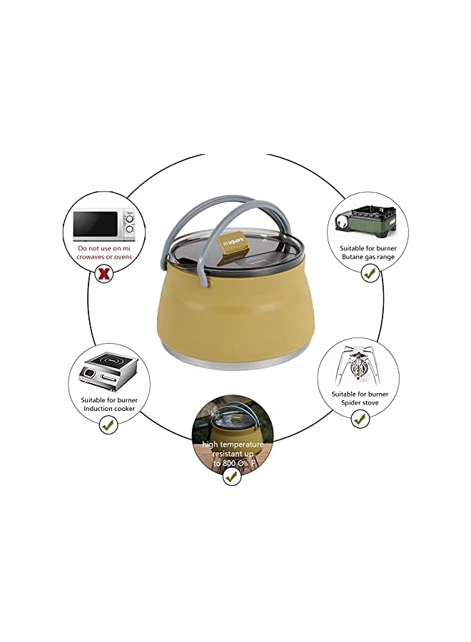 PROMASS Collapsible Food Grade Silicone Camping Tea Kettle, Foldable Compact Water Boiler for Travel, Road Trip, Outdoor&Hiking, Portable Coffee Maker Teapot, Kitchen Cookware 1Liter (Olive Green, 1000ml) - Image 2