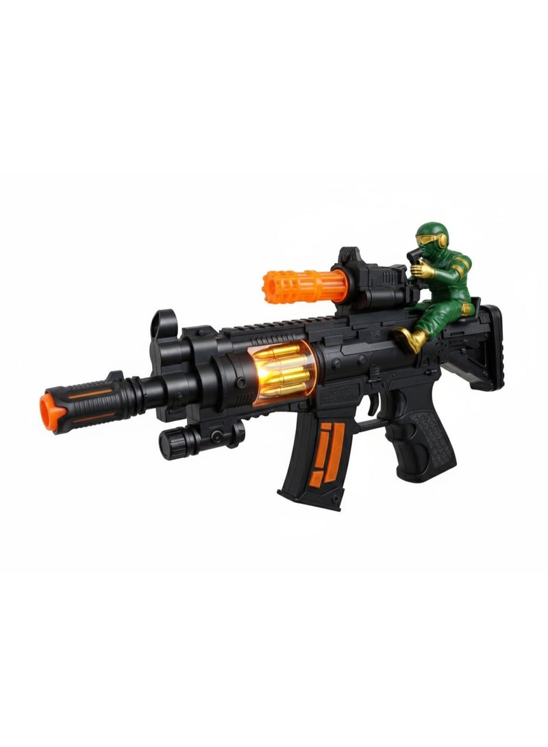 Toy Blaster Gun with Light & Sound Effects, Pretend Play Military Rifle Set with Soldier Figure and Toy Bullets, Kids Role Play Action Toy Gift for Boys