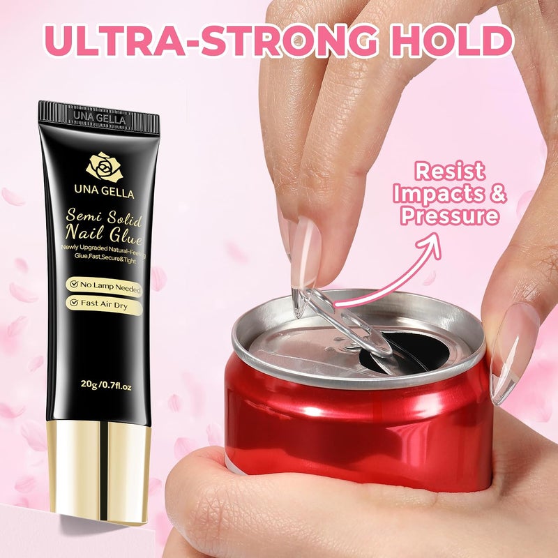 UNA GELLA Super Strong Nail Glue for Press On Nails: 20g, Soft Gel Nail Tips No Lamp Need, Fast-curing, Long Lasting, Semi Solid Gel Nail Glue for Fake False Acrylic Nails - Image 4