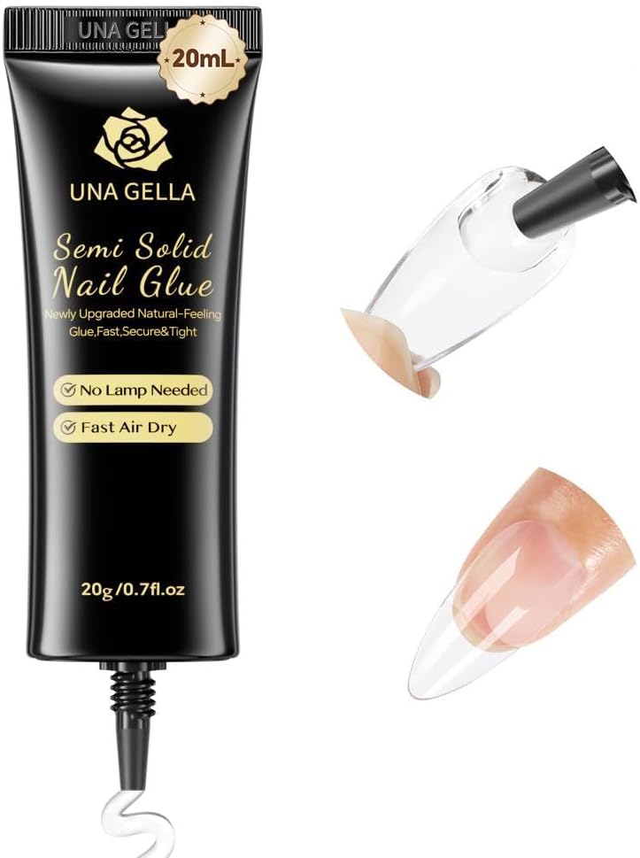 UNA GELLA Super Strong Nail Glue for Press On Nails: 20g, Soft Gel Nail Tips No Lamp Need, Fast-curing, Long Lasting, Semi Solid Gel Nail Glue for Fake False Acrylic Nails - Image 1