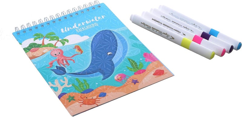 Coloring Book with 4 Colors Set on Card Brown Educational Activity Book Code 305 for Kids -Multicolor