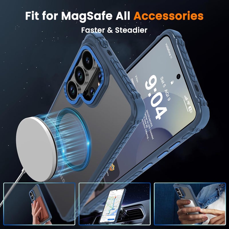DEERLAMN Strong Magnetic Case for Samsung Galaxy S26 Ultra 6.9-Inch,[Compatible with Magsafe][Military Grade Drop Protection] Translucent Matte Shockproof Protective Phone Cover, Frosted Blue - Image 5