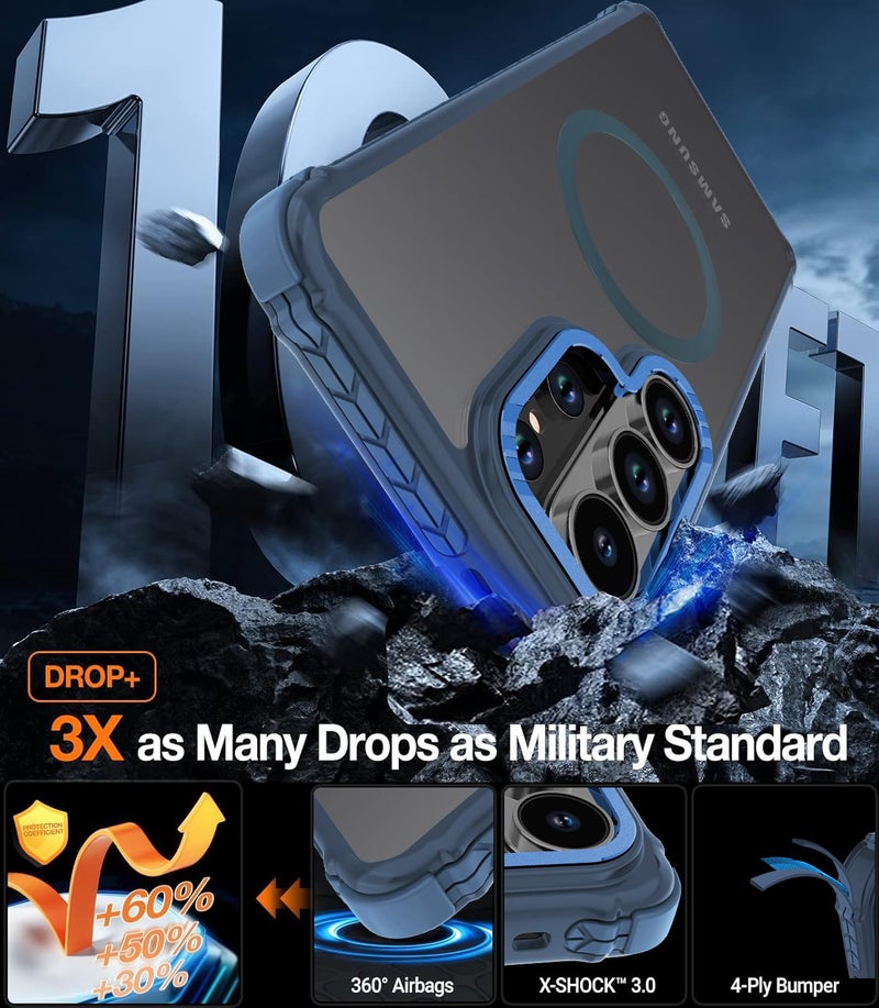 DEERLAMN Strong Magnetic Case for Samsung Galaxy S26 Ultra 6.9-Inch,[Compatible with Magsafe][Military Grade Drop Protection] Translucent Matte Shockproof Protective Phone Cover, Frosted Blue - Image 3