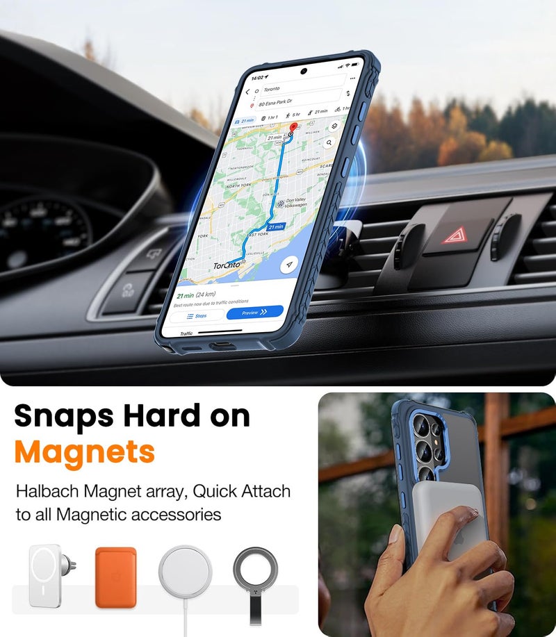 DEERLAMN Strong Magnetic Case for Samsung Galaxy S26 Ultra 6.9-Inch,[Compatible with Magsafe][Military Grade Drop Protection] Translucent Matte Shockproof Protective Phone Cover, Frosted Blue - Image 4