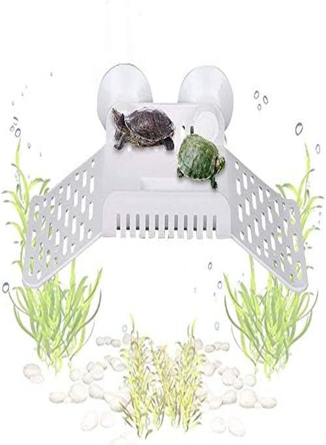 rizopets Bridge Shape Amphibious Reptiles Bask Climbing Crawling Dock Platform with Food Bowl for Aquarium & Fish Tank - Image 1